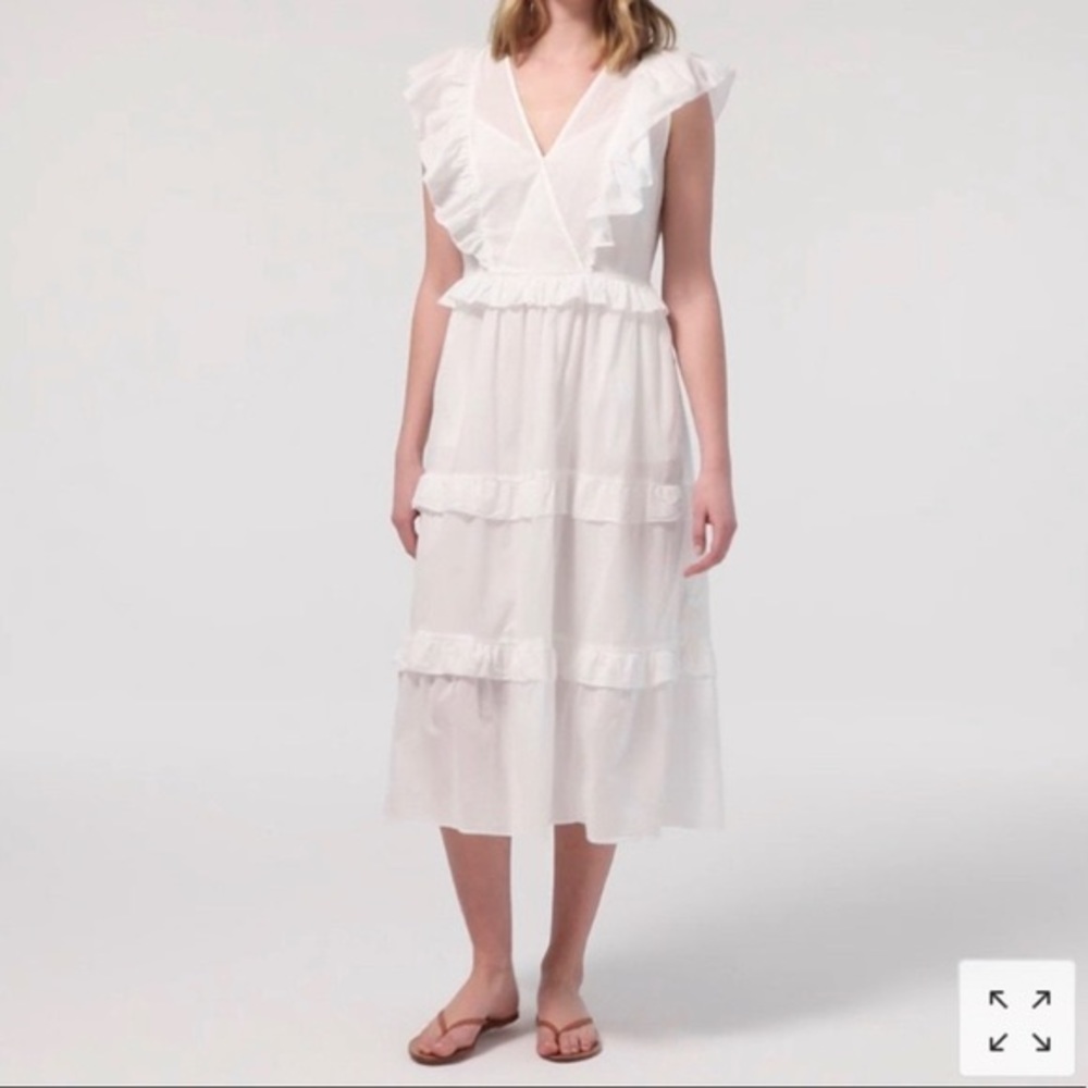 NWT White Jcrew Ruffle Sleeve Voile Dress